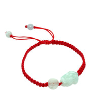Mini Burmese Green Jadeite Pei Yao/Pixiu and Coin Silk Bracelet