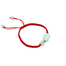 Mini Burmese Green Jadeite Pei Yao/Pixiu and Coin Silk Bracelet