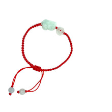 Mini Burmese Green Jadeite Pei Yao/Pixiu and Coin Silk Bracelet