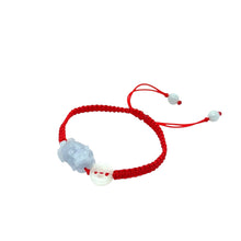 Burmese Blue Jadeite Pei Yao/Pixiu and Coin Silk Bracelet