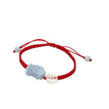 Burmese Blue Jadeite Pei Yao/Pixiu and Coin Silk Bracelet