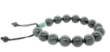 11mm Burmese Black Jadeite & Lotus Men's Mala Silk Bracelet