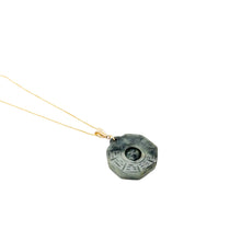 14kt YG Burmese Black Jadeite Baqua Pendant