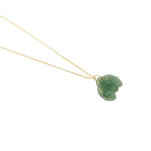 14kt YG Burmese Icy Blue Green Jadeite Coin & Bat Pendant