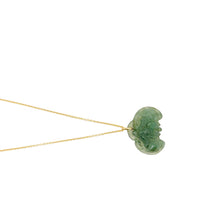 14kt YG Burmese Icy Blue Green Jadeite Coin & Bat Pendant
