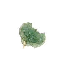 14kt YG Burmese Icy Blue Green Jadeite Coin & Bat Pendant
