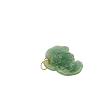 14kt YG Burmese Icy Blue Green Jadeite Coin & Bat Pendant