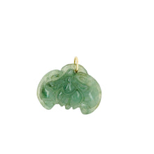 14kt YG Burmese Icy Blue Green Jadeite Coin & Bat Pendant