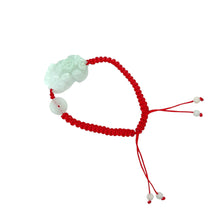 Burmese Icy Jadeite Pei Yao/Pixiu and Coin Silk Bracelet