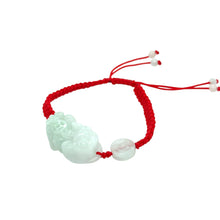 Burmese Icy Jadeite Pei Yao/Pixiu and Coin Silk Bracelet