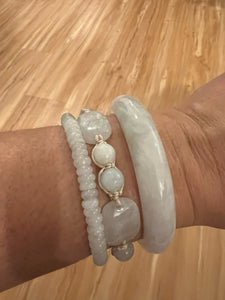 10mm Burmese Icy Blue Jadeite Abacus Silk Bracelet
