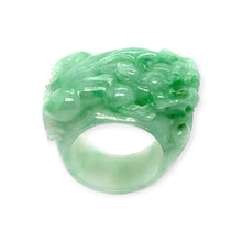 Burmese Apple Green Jadeite Pei Yao Wide Carved Band