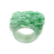 Burmese Apple Green Jadeite Pei Yao Wide Carved Band