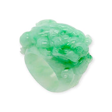 Burmese Apple Green Jadeite Pei Yao Wide Carved Band