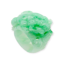Burmese Apple Green Jadeite Pei Yao Wide Carved Band
