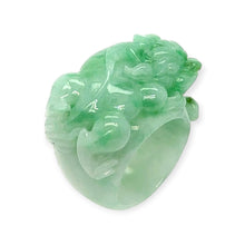 Burmese Apple Green Jadeite Pei Yao Wide Carved Band