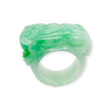 Burmese Apple Green Jadeite Pei Yao Wide Carved Band