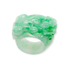 Burmese Apple Green Jadeite Pei Yao Wide Carved Band