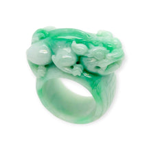 Burmese Apple Green Jadeite Pei Yao Wide Carved Band