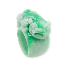 Burmese Apple Green Jadeite Pei Yao Wide Carved Band