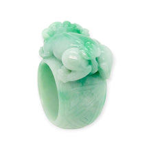 Burmese Apple Green Jadeite Pei Yao Wide Carved Band