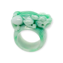 Burmese Apple Green Jadeite Pei Yao Wide Carved Band