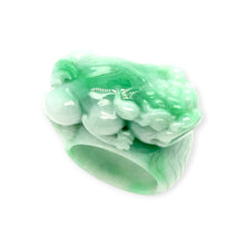 Burmese Apple Green Jadeite Pei Yao Wide Carved Band