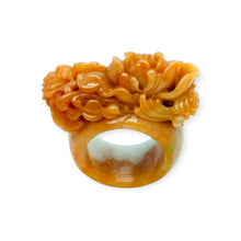 Burmese Red Orange Jadeite Peony Garden Band