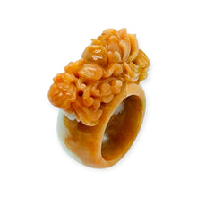 Burmese Red Orange Jadeite Peony Garden Band