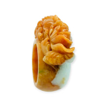 Burmese Red Orange Jadeite Peony Garden Band