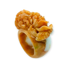 Burmese Red Orange Jadeite Peony Garden Band