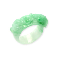 Burmese Icy Green Jadeite Bat & Ruyi Band