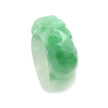 Burmese Icy Green Jadeite Bat & Ruyi Band