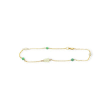 14kt YG Burmese Icy & Green Jadeite Gourd Anklet