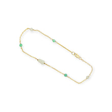 14kt YG Burmese Icy & Green Jadeite Gourd Anklet