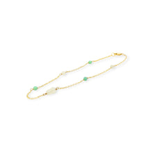 14kt YG Burmese Icy & Green Jadeite Gourd Anklet