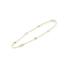 14kt YG Burmese Icy & Green Jadeite Gourd Anklet