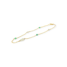 14kt YG Burmese Icy & Green Jadeite Gourd Anklet
