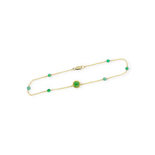 14kt YG Burmese Icy Apple Green Jadeite Restore Anklet