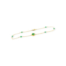 14kt YG Burmese Icy Apple Green Jadeite Restore Anklet