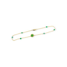 14kt YG Burmese Icy Apple Green Jadeite Restore Anklet