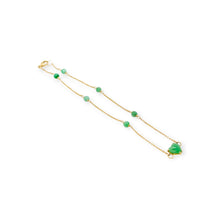 14kt YG Burmese Apple Green Jadeite Love Always Anklet
