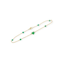 14kt YG Burmese Apple Green Jadeite Love Always Anklet