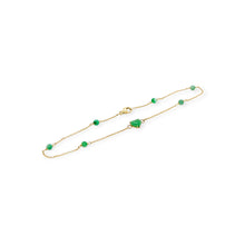 14kt YG Burmese Apple Green Jadeite Love Always Anklet