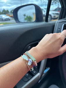 Raw, Natural, Unpolished Burmese Jadeite Silk Adjustable Bracelet