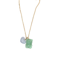 14Kt YG Burmese Jadeite Bear, Heart & Fox Charm/Pendant