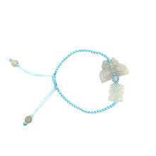 Burmese Jadeite Butterfly & Double Happiness, Aquamarine Silk Bracelet