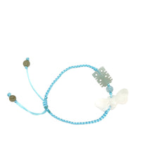 Burmese Jadeite Butterfly & Double Happiness, Aquamarine Silk Bracelet