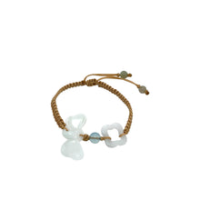 Burmese Jadeite Dragonfly & Clouds, Aquamarine Silk Bracelet