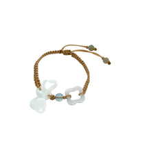 Burmese Jadeite Dragonfly & Clouds, Aquamarine Silk Bracelet